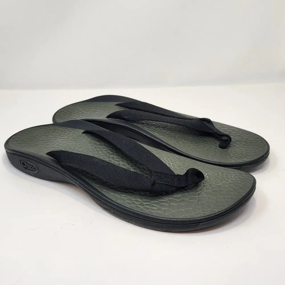 Chaco Mens Ecotread Black Green Flip Flop Thong Classic Sandals Size 13 Outdoor